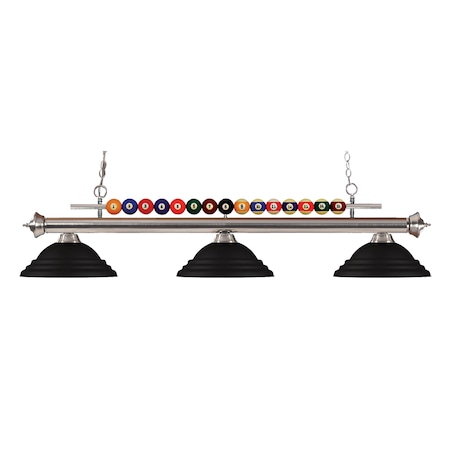 Z-Lite Shark 3 Light Billiard Light, Brushed Nickel & Matte Black 170BN-SMB